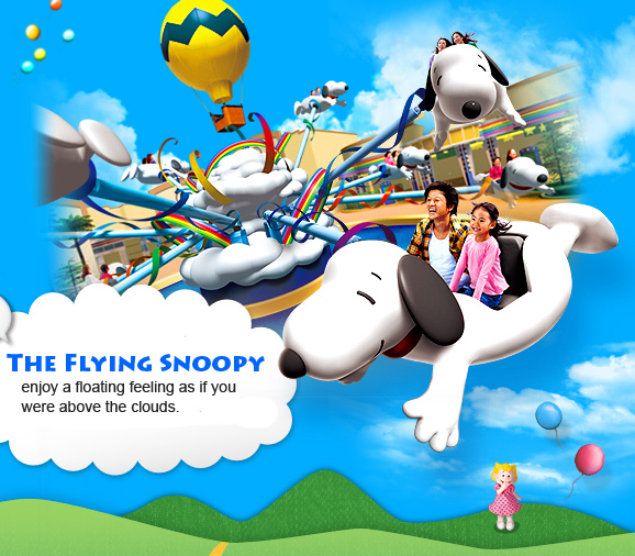 The Flying Snoopy enjoy a floating feeling as if you were above the clouds.