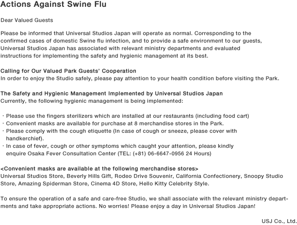 Actions Against Swine Flu
