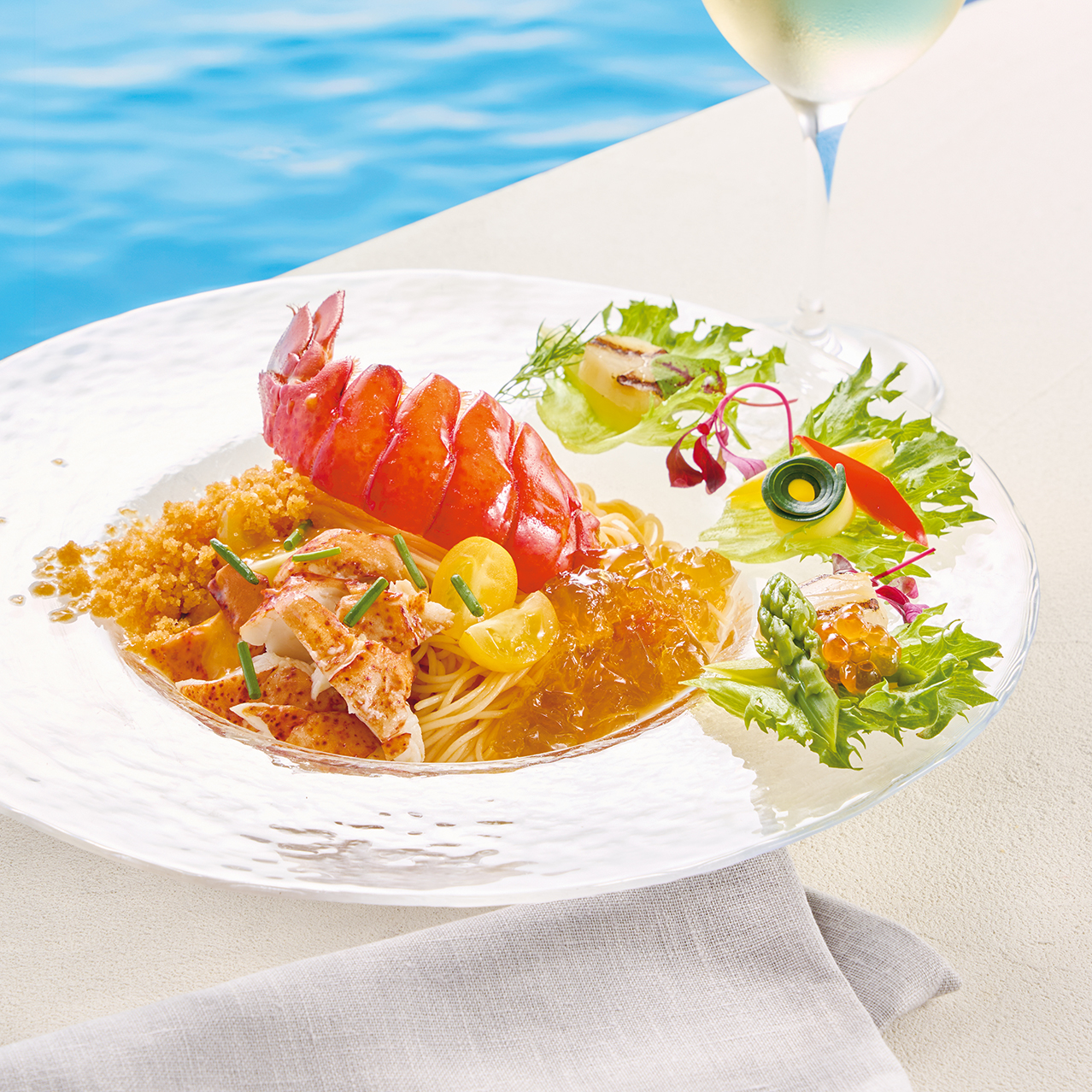 Chilled Lobster Pasta with Américaine Granita