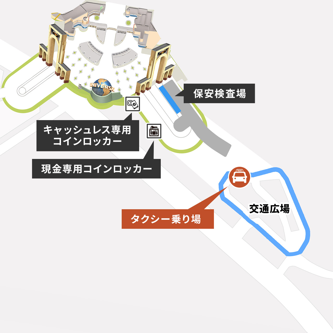 タクシー乗り場のマップ