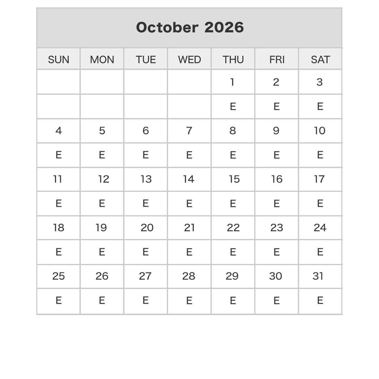 Studio Pass Price Calendar october2026