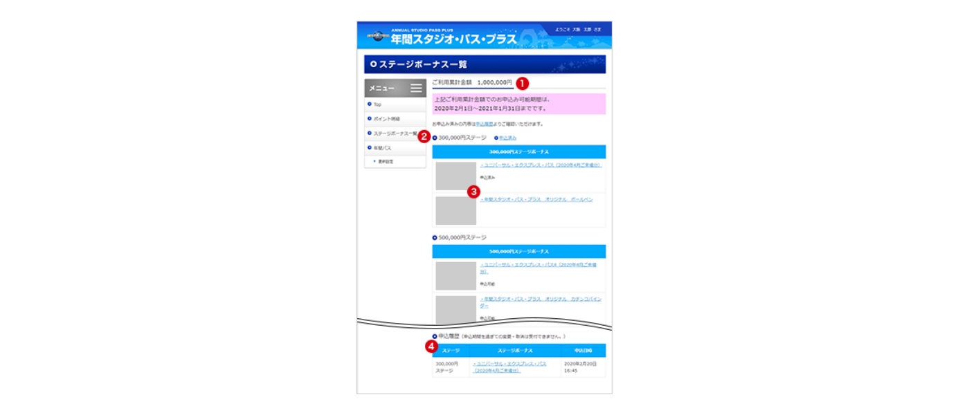 ステージボーナス一覧の見方