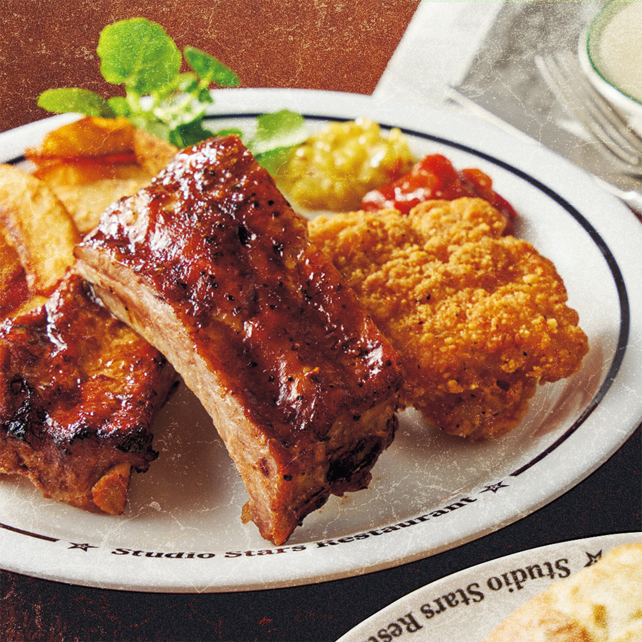 BBQ 포크립&프라이드치킨 플레이트