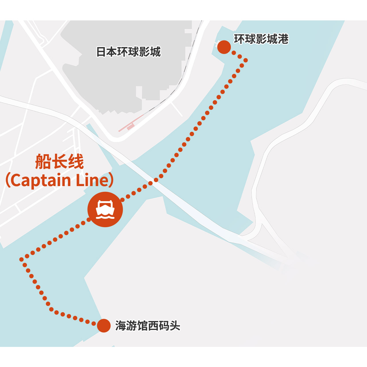 从海游馆西码头到环球影城港的航线