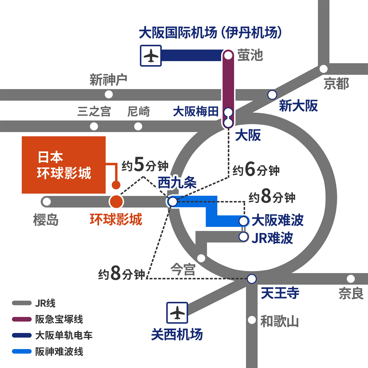 日本环球影城的周边路线图