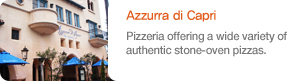 Azzurra di Capri Pizzeria offering a wide variety of authentic stone-oven pizzas